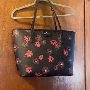 Kate Spade Black Tote with Pink Floral Pattern